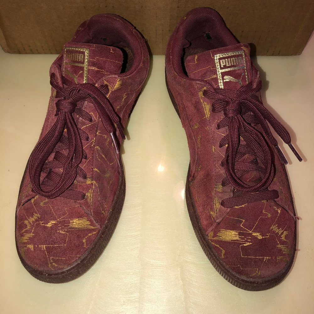 Puma Suede Brush Emboss Metallic (Red/Gold)